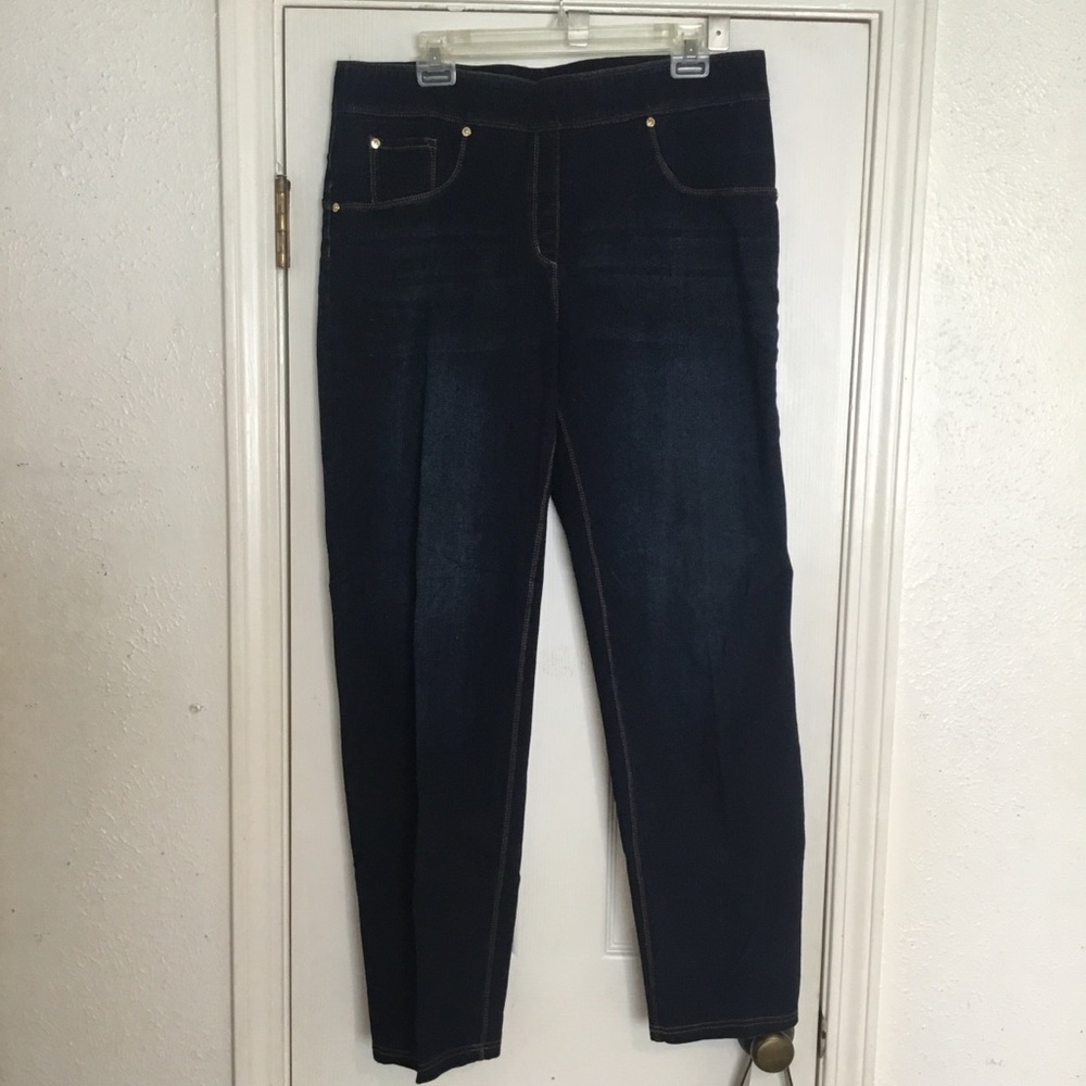 NWOT Peter Nygard Dark Blue High Waisted Straight Luxe Denim Jeans